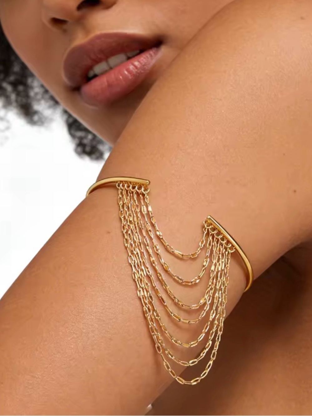 Boho Gold Multi-Chain Draped Cuff Bracelet chain cuff bracelet
